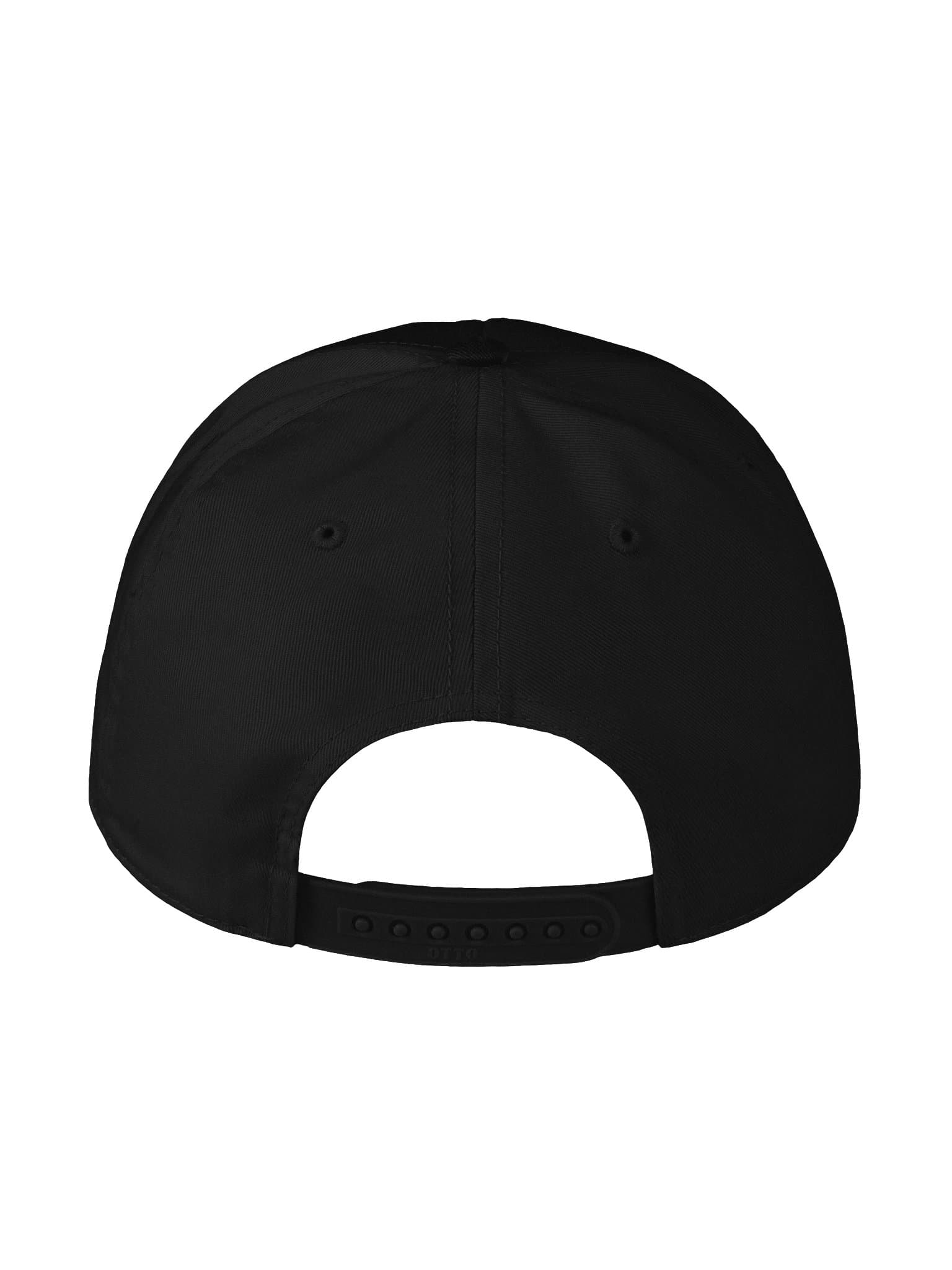 RunCheck Snapback in black, back view with strap