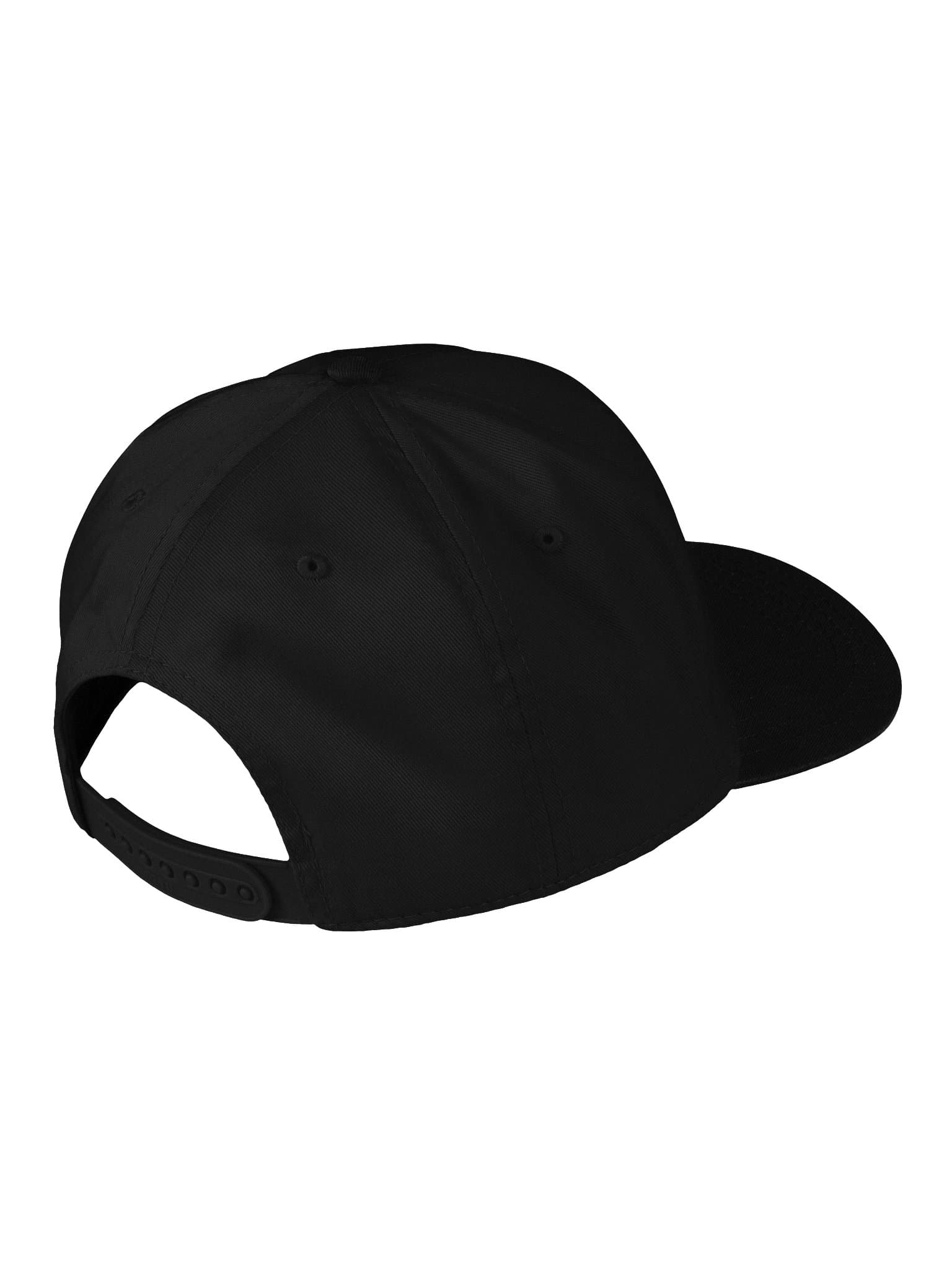RunCheck Snapback in black, angled view showing the right panel