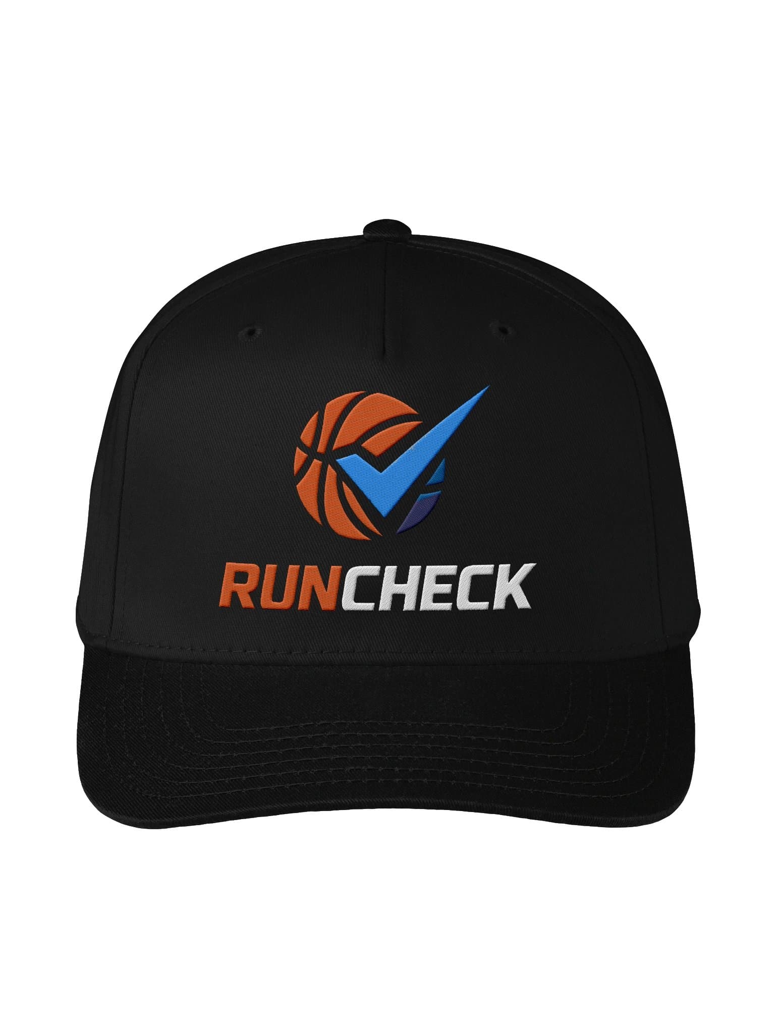 RunCheck Snapback in black, front view