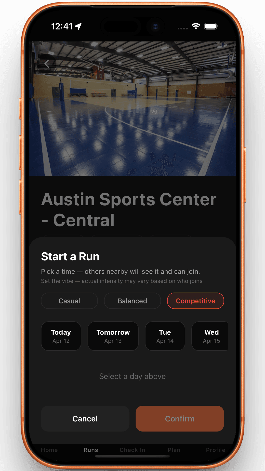 RunCheck — Start a run and set your level screen